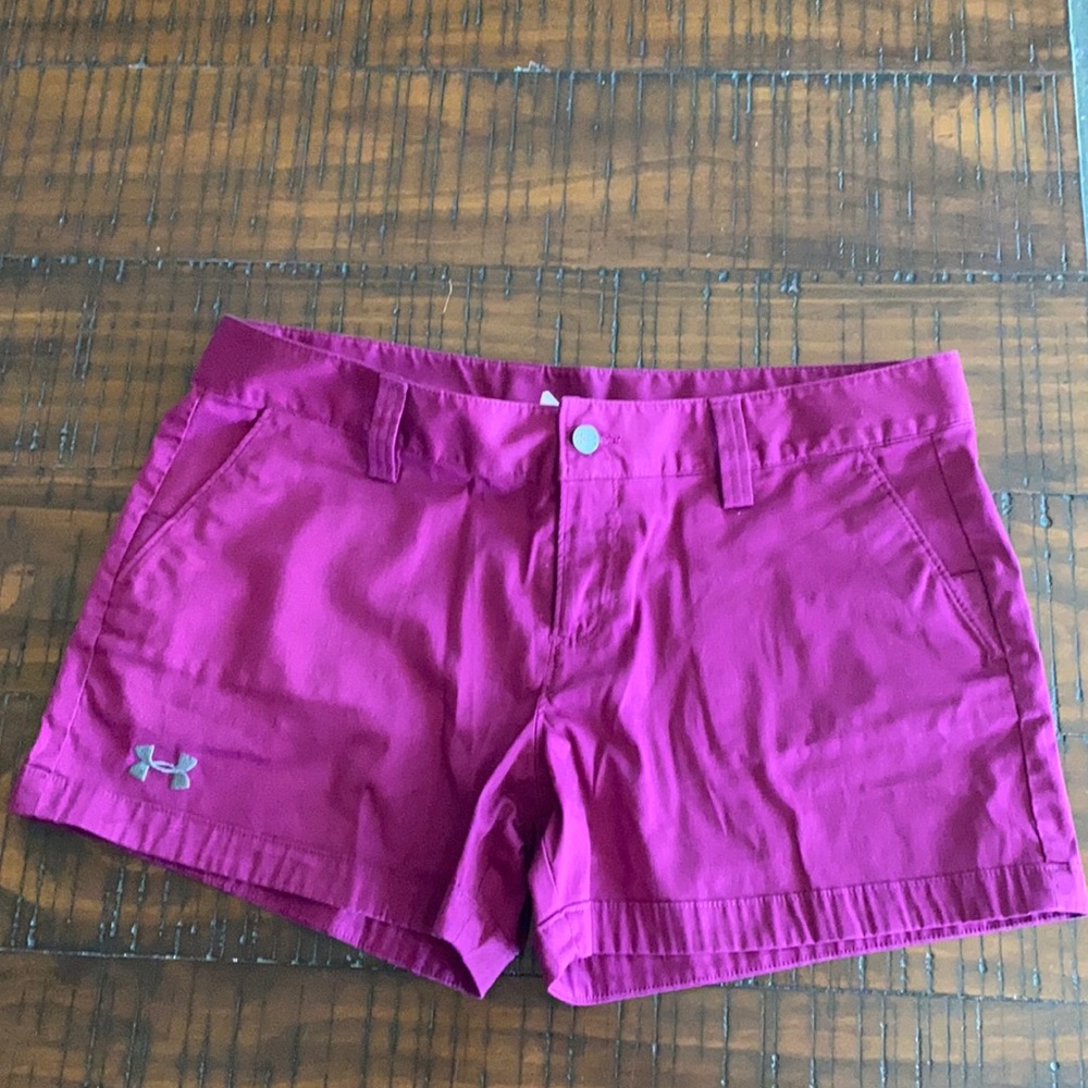 Under armpit inlet fuschia khaki cotton stretch hiking golf shorts sz 12